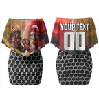 Personalized Brisbane Broncos vs Dolphins Couples Matching Off Shoulder Short Dress and Hawaiian Shirt Battle Epic Lightning Storm Mascot