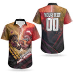 Personalized Brisbane Broncos vs Dolphins Couples Matching Off The Shoulder Long Sleeve Dress and Hawaiian Shirt Battle Epic Lightning Storm Mascot