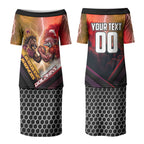 Personalized Brisbane Broncos vs Dolphins Couples Matching Puletasi and Long Sleeve Button Shirt Battle Epic Lightning Storm Mascot