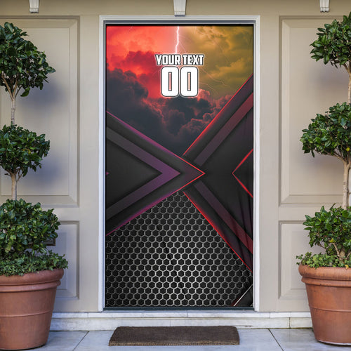 Personalized Brisbane Broncos vs Dolphins Door Cover Battle Epic Lightning Storm Mascot