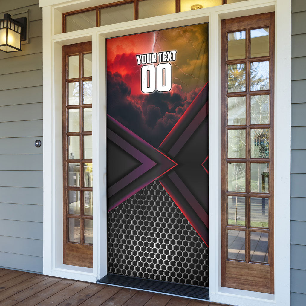 Personalized Brisbane Broncos vs Dolphins Door Cover Battle Epic Lightning Storm Mascot