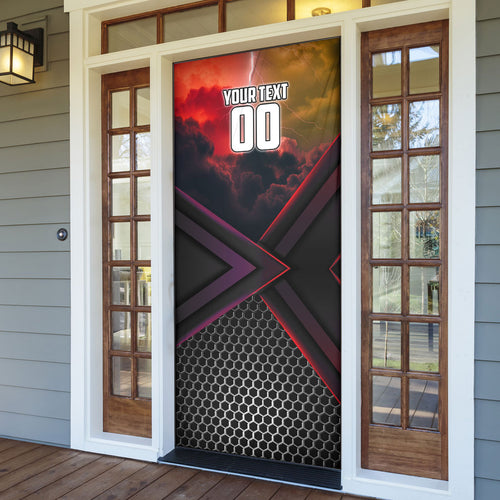 Personalized Brisbane Broncos vs Dolphins Door Cover Battle Epic Lightning Storm Mascot