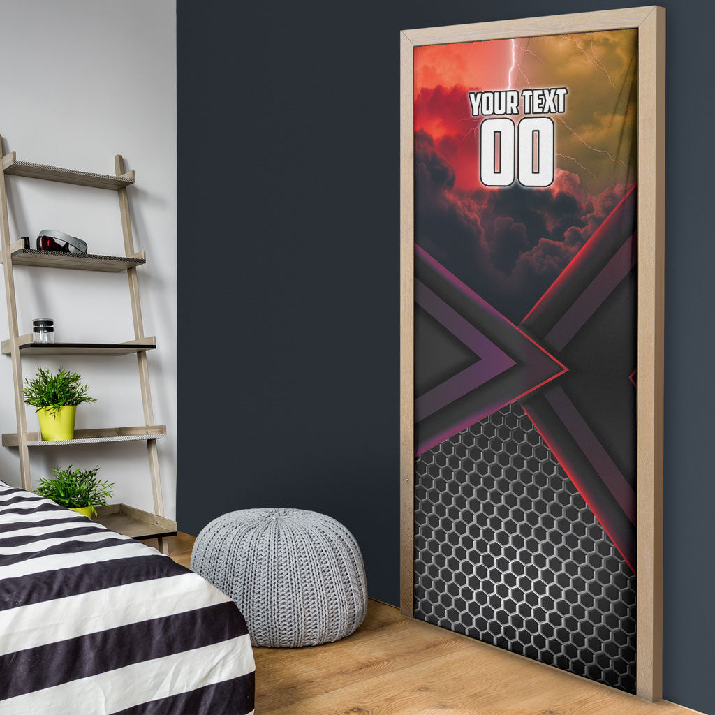 Personalized Brisbane Broncos vs Dolphins Door Cover Battle Epic Lightning Storm Mascot
