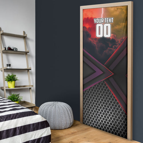 Personalized Brisbane Broncos vs Dolphins Door Cover Battle Epic Lightning Storm Mascot