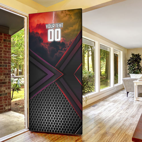 Personalized Brisbane Broncos vs Dolphins Door Cover Battle Epic Lightning Storm Mascot