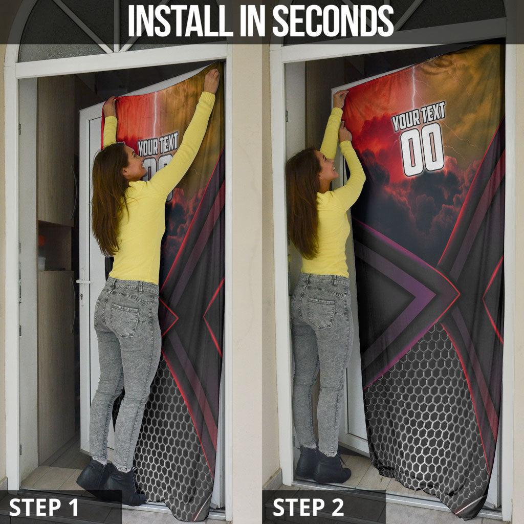 Personalized Brisbane Broncos vs Dolphins Door Cover Battle Epic Lightning Storm Mascot