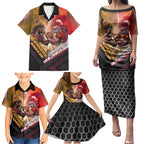 Personalized Brisbane Broncos vs Dolphins Family Matching Puletasi and Hawaiian Shirt Battle Epic Lightning Storm Mascot