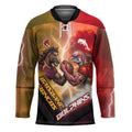 Personalized Brisbane Broncos vs Dolphins Hockey Jersey Battle Epic Lightning Storm Mascot