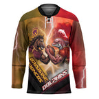 Personalized Brisbane Broncos vs Dolphins Hockey Jersey Battle Epic Lightning Storm Mascot