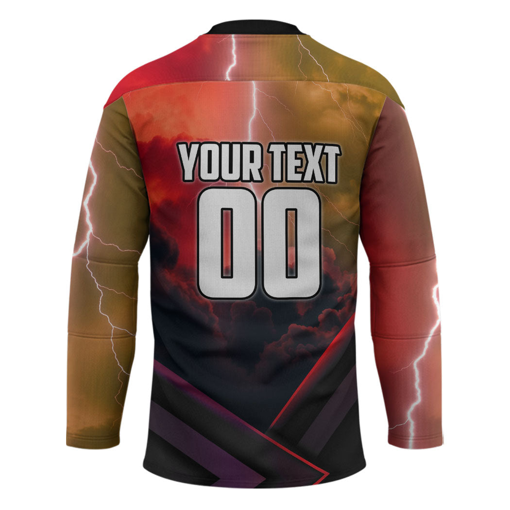 Personalized Brisbane Broncos vs Dolphins Hockey Jersey Battle Epic Lightning Storm Mascot