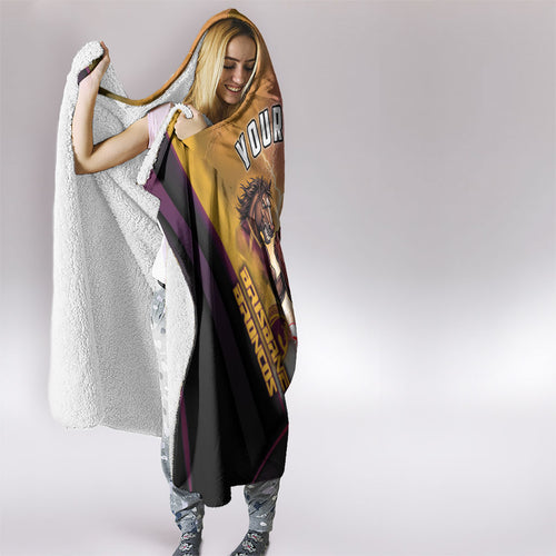 Personalized Brisbane Broncos vs Dolphins Hooded Blanket Battle Epic Lightning Storm Mascot