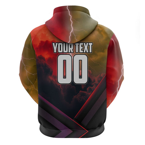 Personalized Brisbane Broncos vs Dolphins Hoodie Battle Epic Lightning Storm Mascot