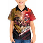 Personalized Brisbane Broncos vs Dolphins Kid Hawaiian Shirt Battle Epic Lightning Storm Mascot
