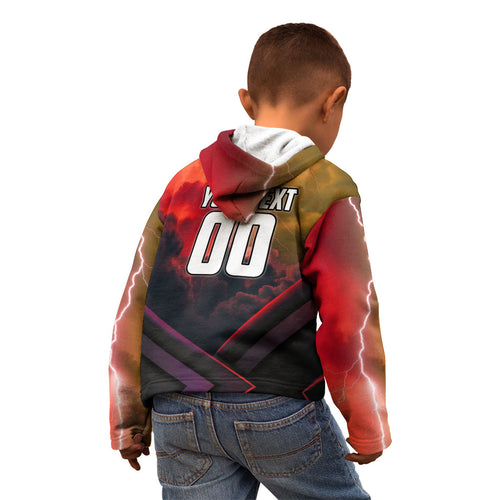 Personalized Brisbane Broncos vs Dolphins Kid Hoodie Battle Epic Lightning Storm Mascot
