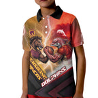 Personalized Brisbane Broncos vs Dolphins Kid Polo Shirt Battle Epic Lightning Storm Mascot