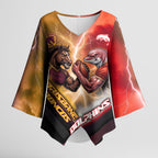 Personalized Brisbane Broncos vs Dolphins Kimono Sleeve Blouse Battle Epic Lightning Storm Mascot