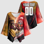 Personalized Brisbane Broncos vs Dolphins Kimono Sleeve Blouse Battle Epic Lightning Storm Mascot