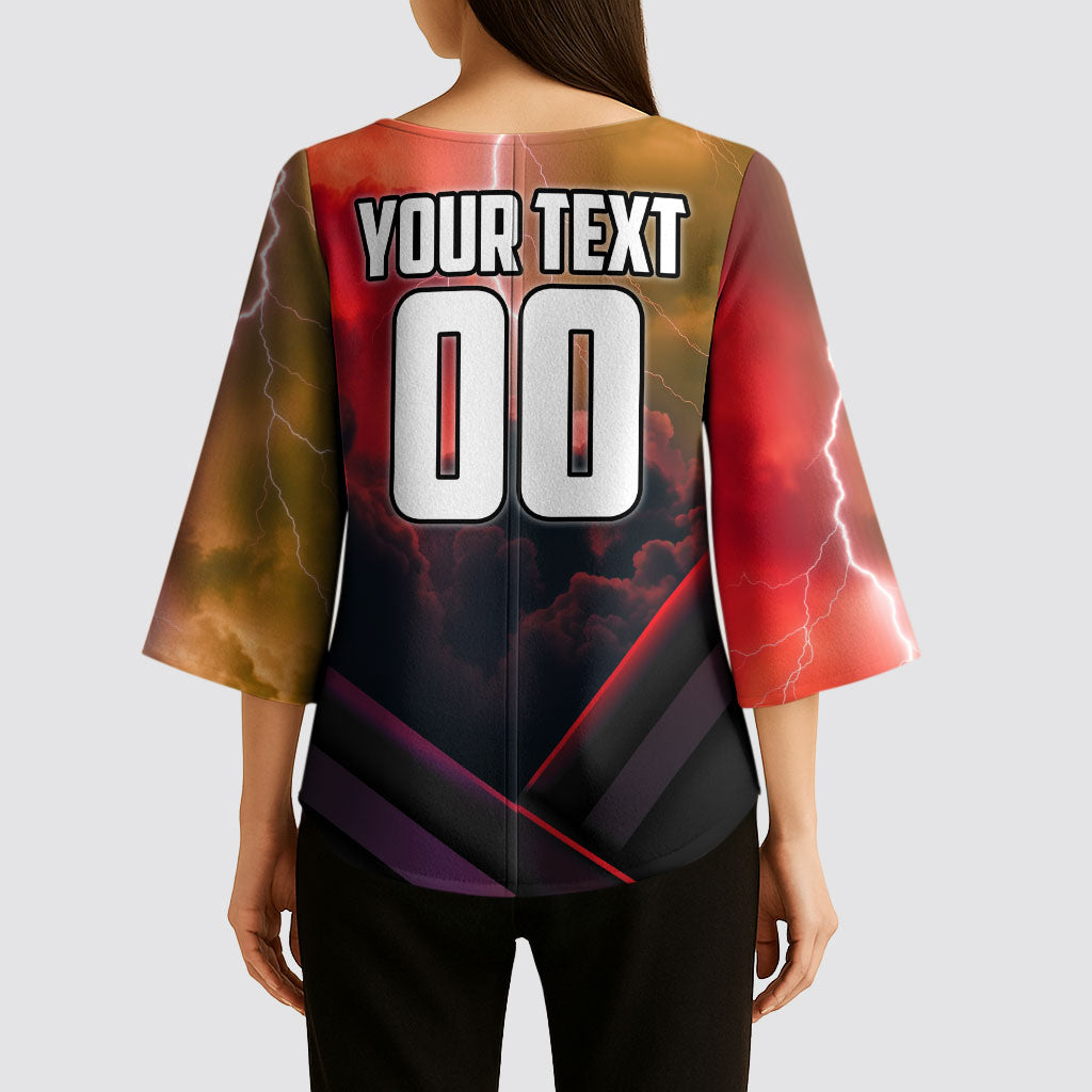 Personalized Brisbane Broncos vs Dolphins Kimono Sleeve Blouse Battle Epic Lightning Storm Mascot