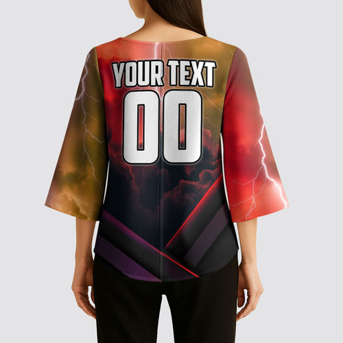 Personalized Brisbane Broncos vs Dolphins Kimono Sleeve Blouse Battle Epic Lightning Storm Mascot