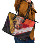 Personalized Brisbane Broncos vs Dolphins Leather Tote Bag Battle Epic Lightning Storm Mascot