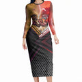 Personalized Brisbane Broncos vs Dolphins Long Sleeve Bodycon Dress Battle Epic Lightning Storm Mascot