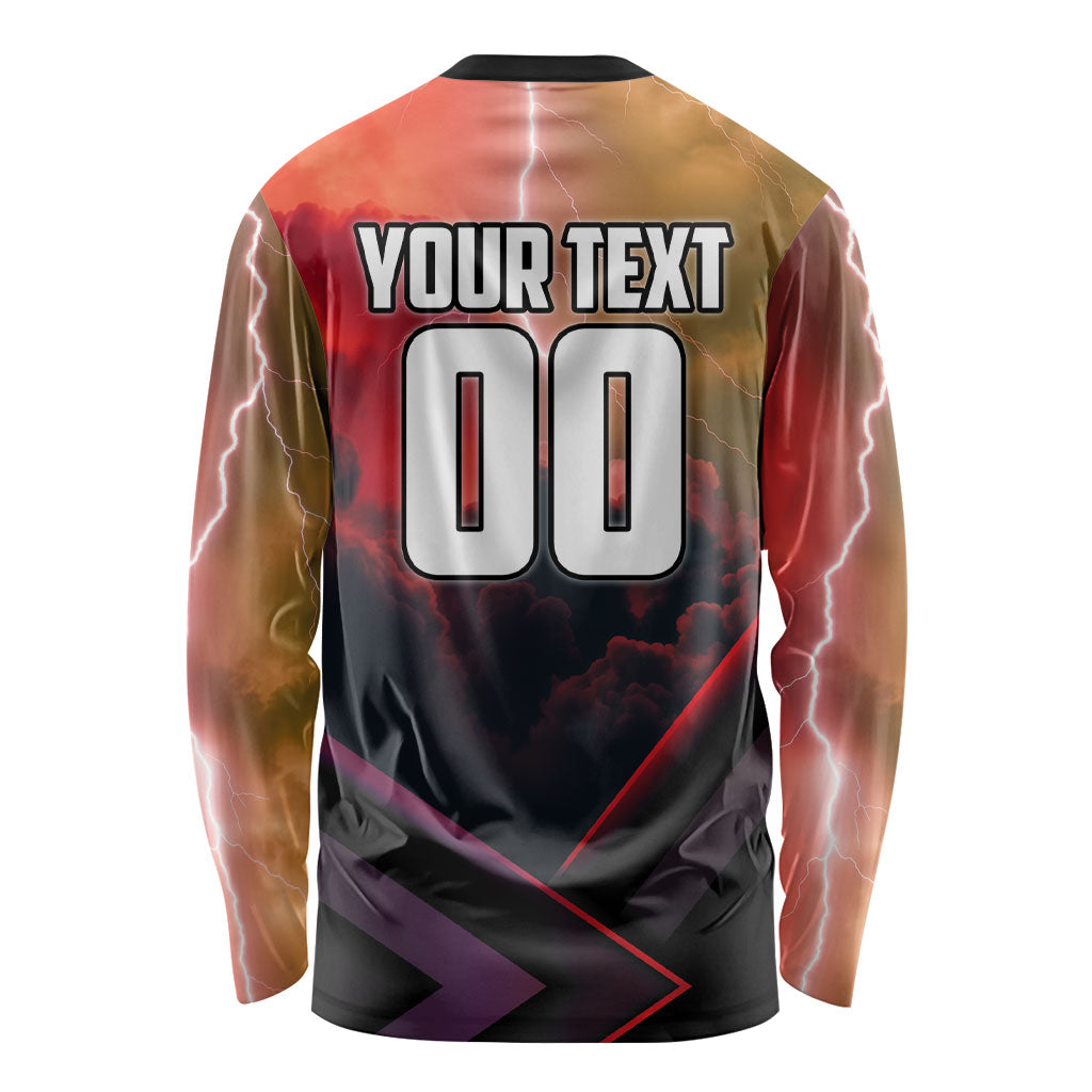 Personalized Brisbane Broncos vs Dolphins Long Sleeve Shirt Battle Epic Lightning Storm Mascot