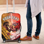 Personalized Brisbane Broncos vs Dolphins Luggage Cover Battle Epic Lightning Storm Mascot