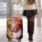 Personalized Brisbane Broncos vs Dolphins Luggage Cover Battle Epic Lightning Storm Mascot