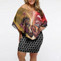 Personalized Brisbane Broncos vs Dolphins Off Shoulder Short Dress Battle Epic Lightning Storm Mascot