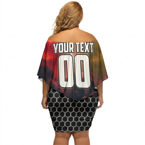 Personalized Brisbane Broncos vs Dolphins Off Shoulder Short Dress Battle Epic Lightning Storm Mascot