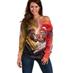 Personalized Brisbane Broncos vs Dolphins Off Shoulder Sweater Battle Epic Lightning Storm Mascot