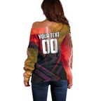 Personalized Brisbane Broncos vs Dolphins Off Shoulder Sweater Battle Epic Lightning Storm Mascot