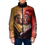 Personalized Brisbane Broncos vs Dolphins Padded Jacket Battle Epic Lightning Storm Mascot