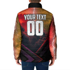 Personalized Brisbane Broncos vs Dolphins Padded Jacket Battle Epic Lightning Storm Mascot