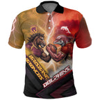 Personalized Brisbane Broncos vs Dolphins Polo Shirt Battle Epic Lightning Storm Mascot