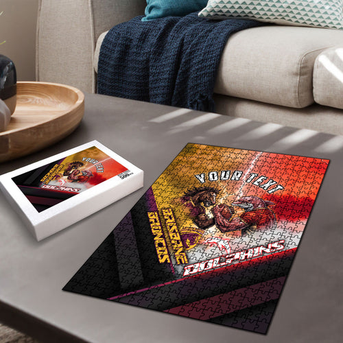 Personalized Brisbane Broncos vs Dolphins Puzzle Battle Epic Lightning Storm Mascot