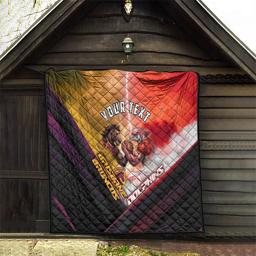 Personalized Brisbane Broncos vs Dolphins Quilt Battle Epic Lightning Storm Mascot