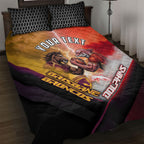 Personalized Brisbane Broncos vs Dolphins Quilt Bed Set Battle Epic Lightning Storm Mascot