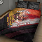 Personalized Brisbane Broncos vs Dolphins Quilt Bed Set Battle Epic Lightning Storm Mascot
