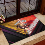 Personalized Brisbane Broncos vs Dolphins Rubber Doormat Battle Epic Lightning Storm Mascot