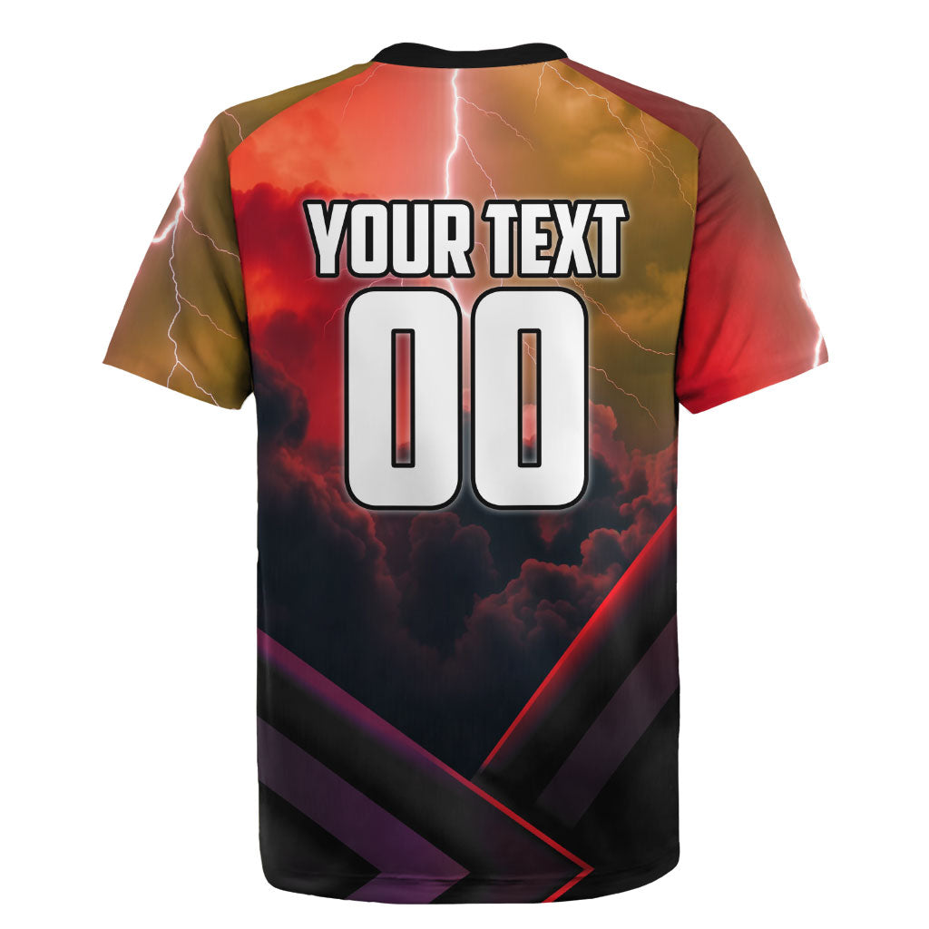 Personalized Brisbane Broncos vs Dolphins Rugby Jersey Battle Epic Lightning Storm Mascot