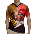 Personalized Brisbane Broncos vs Dolphins Rugby Jersey Battle Epic Lightning Storm Mascot