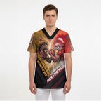 Personalized Brisbane Broncos vs Dolphins Scrub Top Battle Epic Lightning Storm Mascot