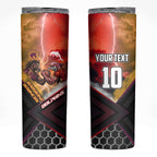 Personalized Brisbane Broncos vs Dolphins Skinny Tumbler Battle Epic Lightning Storm Mascot