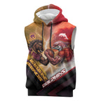 Personalized Brisbane Broncos vs Dolphins Sleeveless Hoodie Battle Epic Lightning Storm Mascot