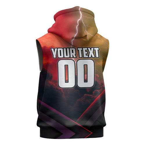 Personalized Brisbane Broncos vs Dolphins Sleeveless Hoodie Battle Epic Lightning Storm Mascot