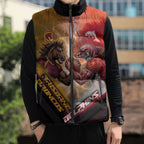 Personalized Brisbane Broncos vs Dolphins Sleeveless Puffer Jacket Battle Epic Lightning Storm Mascot
