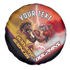 Personalized Brisbane Broncos vs Dolphins Spare Tire Cover Battle Epic Lightning Storm Mascot