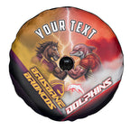 Personalized Brisbane Broncos vs Dolphins Spare Tire Cover Battle Epic Lightning Storm Mascot