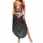 Personalized Brisbane Broncos vs Dolphins Summer Maxi Dress Battle Epic Lightning Storm Mascot